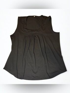 Black Sleeveless Pleated Scoop-Neck Women's Top size xl